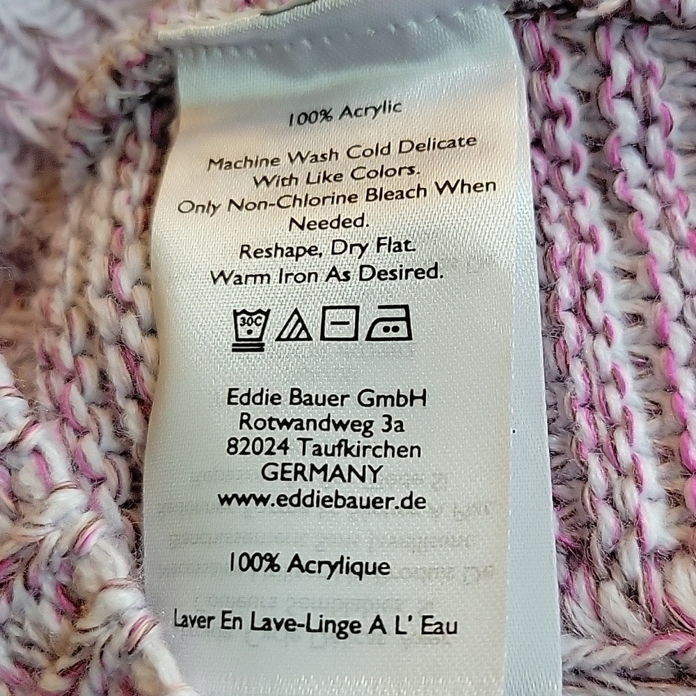 EDDIE BAUER purple & white knit sweater. Size is Large. - Picture 6 of 6